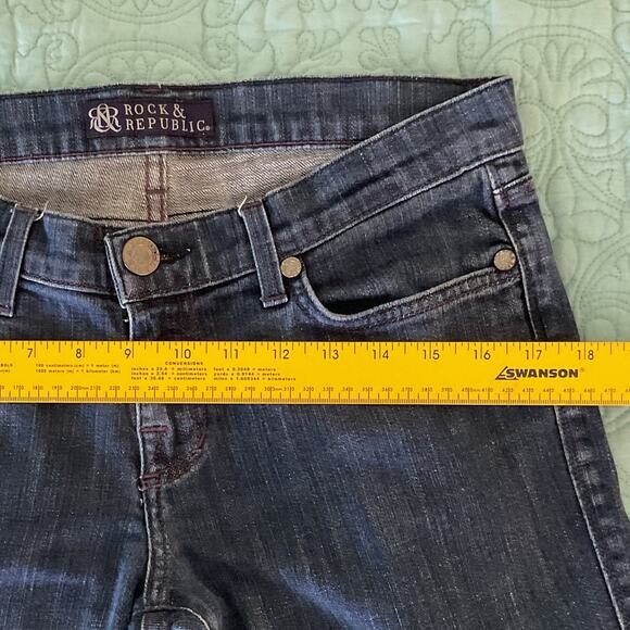 Rock and Republic Womens Size 29 Purple Embroidered Denim Bootcut Jeans mn, - Picture 11 of 14